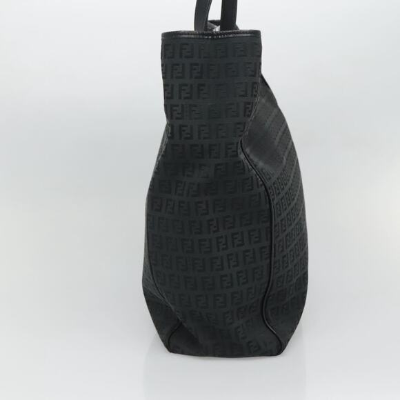 FENDI Zucchino Canvas Tote Bag Black Silver - Picture 4 of 12